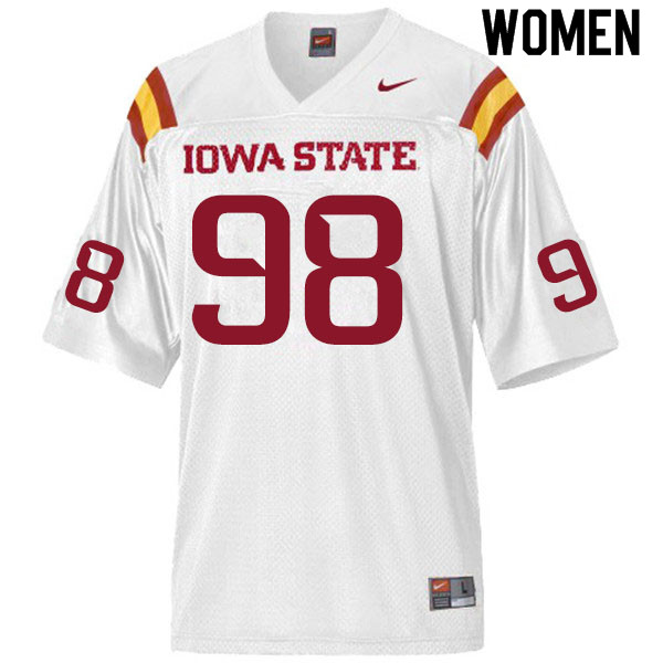 Women #98 Brian Papazian Iowa State Cyclones College Football Jerseys Sale-White